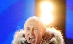 Le président russe Vladimir Poutine lors d'un rassemblement et un concert à Moscou pour le 4e anniversaire de l'annexion de la Crimée, le 18 mars 2018