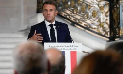 Paris, le 11 septembre 2024. Emmanuel Macron s'est exprimé lors de la cérémonie de rentrée du Conseil d’Etat. AFP/Michel Euler