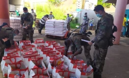 Le Détachement de légion étrangère de Mayotte apporte un appui à la distribution d'aide alimentaire