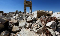 Les ruines de la cella du temple de Bêl à Palmyre, le 31 mars 2016