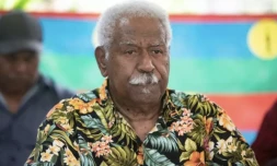 Le président du CongrÚs de Nouvelle-Calédonie Roch Wamytan à Dumbéa en Nouvelle-Calédonie, le 3 juillet 2024 ( AFP / Delphine MAYEUR )