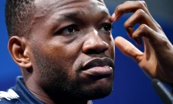 Steve Mandanda en conférence de presse le 12 novembre 2019 à Clairefontaine