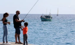 Un batreau de pêche ski lankais accoste au port de la Pointe des Galets
