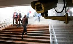 Une caméra de surveillance dans un passage souterrain, le 27 janvier 2020 à Moscou