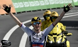 Le Slovène Matej Mohoric vainqueur en solitaire de la 19e étape du Tour de France, entre Mourenx et Libourne, le 16 juillet 2021