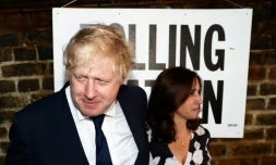 Boris Johnson et sa femme Marina Wheeler à leur arrivée au bureau de vote le 23 juin 2016 à Londres