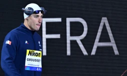 Le Français Maxime Grousset avant la finale du 50 m nage libre des Mondiaux de Budapest, le 24 juin 2022