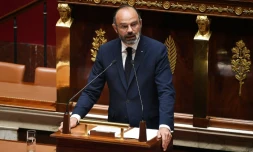 Le Premier ministre Edouard Philippe lors de son discour à l'Assemblée nationale, à Paris, le 28 avril 2020
