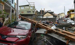 Cette photo prise par la Sécurité civile française le 16 décembre 2024 montre des dommages sur l'archipel français de Mayotte dans l'océan Indien, après le passage du cyclone Chido