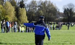 Des gendarmes et des bénévoles participent à une opération de recherches après la disparition de la joggeuse Alexia Daval, le 30 octobre 2017 à Gray