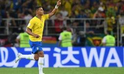 Le défenseur brésilien Thiago Silva buteur face à la Serbie dans le groupe E du Mondial au stade de Spartak, le 27 juin 2018