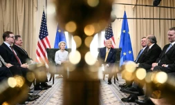 La présidente de la Commission européenne Ursula von der Leyen et le président américain Donald Trump, le 27 juillet 2025 à Turnberry, en Ecosse