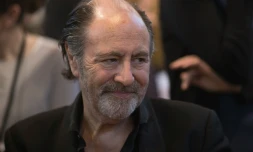 Le chanteur Michel Delpech au Salon du Livre de Paris le 22 mars 2014