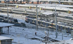 La gare de Strasbourg où les trains étaient à l'arrêt en raison des chutes de neige, le 15 janvier 2021