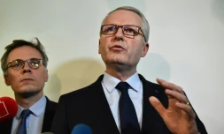 Le procureur de la République Rémy Heitz tient une conférence de presse le 25 mai 2019 à Lyon aprÚs une attaque au colis piégé dans la ville la veille