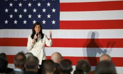 La candidate à la primaire républicaine Nikki Haley, en meeting à Rochester, dans l'Etat du New Hampshire, le 17 janvier 2024