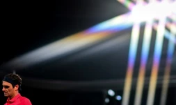 Le Suisse Roger Federer lors de son match du 3e tour contre l'Allemand Dominik Koepfer, Ă Roland Garros, le 5 juin 2021