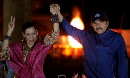 Le président du Nicaragua Daniel Ortega et son épouse, la vice-présidente Rosario Murillo, le 21 mars 2019 à Managua