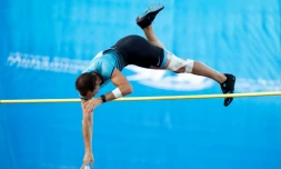 Le perchiste français Renaud Lavillenie lors du meeting de Rabat, le 13 juillet 2018