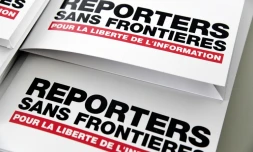 Le rapport annuel de Reporters sans frontières présenté lors d'une conférence de presse, le 25 avril 2018 à Paris