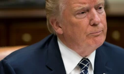 Le président américain Donald Trump lors d'un déjeuner avec des membres de l'armée américaine à la Maison Blanche, à Washington, le 18 juillet 2017 