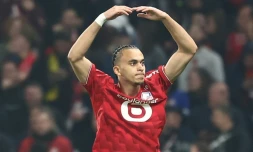 Le milieu de Lille Ethan Mbappé a inscrit un butr contre le Paris SG en matche de Ligue 1 le 5 octobre 2025 à Lille
