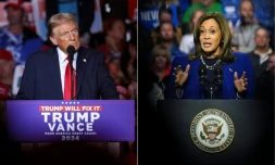 Donald Trump et Kamala Harris, en campagne dans le Nevada le 31 octobre 2024