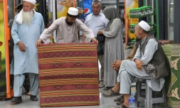 Centre commercial d'Airitom, frontière Ouzbékistan-Afghanistan, le 16 août 2025