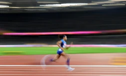 L'Américaine Allyson Felix en demi-finales du 400 m aux Mondiaux, le 7 août 2017 à Londres