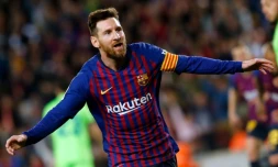 L'attaquant du FC Barcelone Lionel Messi buteur lors de la victoire à domicile sur Levante 1-0 en 35e journée du championnat d'Espagne le 27 avril 2019