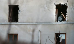 Vue exrérieure en date du 18 novembre 2015 à Saint-Denis de l'immeuble dans lequel étaient retranchés des jihadistes dont Hasna Ait Boulahcen, soupçonnée d'avoir actionné son gilet d'explosifs lors de l'assaut 