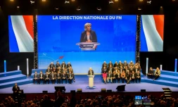La présidente du Front national Marine Le Pen a proposé de rebapstiser son parti "Rassemblement national" lors du 16è congrès du FN le dimanche 11 mars 2018 à Lille