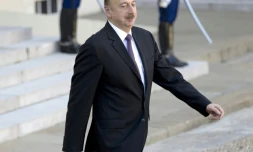 Le président de l'Azerbaïdjan, Ilham Aliyev, le 27 octobre 2014, lors d'une visite à Paris