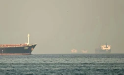 Des cargos et tankers dans le détroit d'Ormuz, au large de la côte nord des Emirats arabes unis, le 25 février 2026