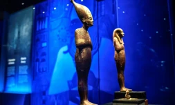 Photo prises le 21 mars 2019 de statuettes présentées à la Villette pour l'exposition Toutankhamon qui a fermé ses portes le 22 septembre 2019
