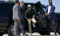 Le secrétaire d'Etat américain Marco Rubio arrive à la base aérienne d'Andrews, dans le Maryland, avant de s'envoler pour Israël, le 13 septembre 2025