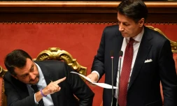 Le Premier Ministre italien Giuseppe Conte le 20 août 2019 au Sénat italien à Rome
