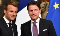 Le président français Emmanuel Macron (G) et le Premier ministre italien Giuseppe Conte le 18 septembre 2019 à Rome