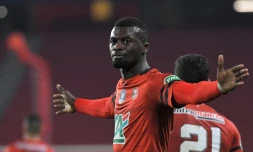 L'attaquant de Rennes Mbaye Niang, auteur du deuxième but contre Orléans, en Coupe de France, le 27 février 2019 au Roazhon Park 