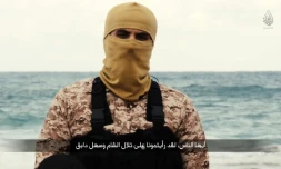 Image extraite d'une vidéo publiée par le Al-Hayat Media Centre (jihadiste) le 15 février 2015 montrant un homme présenté par le Pentagone comme étant Abou Nabil, aussi connu sous le nom de Wissam Najm Abd Zaïd al Zoubaïdi