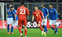 Le coup de massue sur les Italiens, éliminés à domicile par la modeste Macédoindu Nord en barrages du Mondial à Palerme, le 24 mars 2022