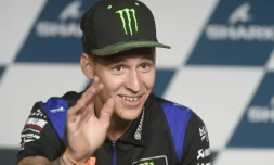 Le pilote français Fabio Quartararo en conférence de presse avant le GP de France de MotoGP, le 12 mai 2022 au Mans 