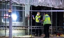 DEs policiers sur les lieux de la fusillade à Malmö, en Suède, le 18 juin 2018


