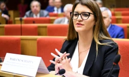 Marlène Schiappa devant la commission d'enquête du Sénat sur le Fonds Marianne, le 14 juin 2023 à Paris