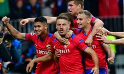 Le joueur du CSKA Moscou Nikola Vlasic (c) auteur du but de la victoire 1-0 face au Real Madrid en 2e journée de Ligue des champions le 2 octobre 2018