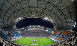 Le stade Vélodrome empli de specteurs lors de la demi-finale aller de l'Europa League face à Salzbourg, à Marseille, le 26 avril 2018