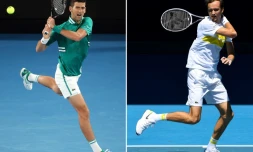 Photomontage de Novak Djokovic (g) et Daniil Medvedev, finalistes de l'Open d'Australie 2021