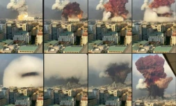 Images UGC filmées d'un bâtiment de bureaux montre l'explosion du 4 août 2020 au port Beyrouth, qui a tué plus de 200 personnes, défiguré la capitale libanaise et profondément traumatisé toute une nation