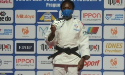La judoka française Clarisse Agbegnenou sacrée championne d'Europe en -63 kg pour la cinquième fois, à Prague, le 20 novembre 2020