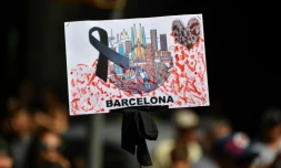 Un dessin en hommage aux victimes de l'attentat de Barcelone, le 18 août 2017 dans la capitale catalane